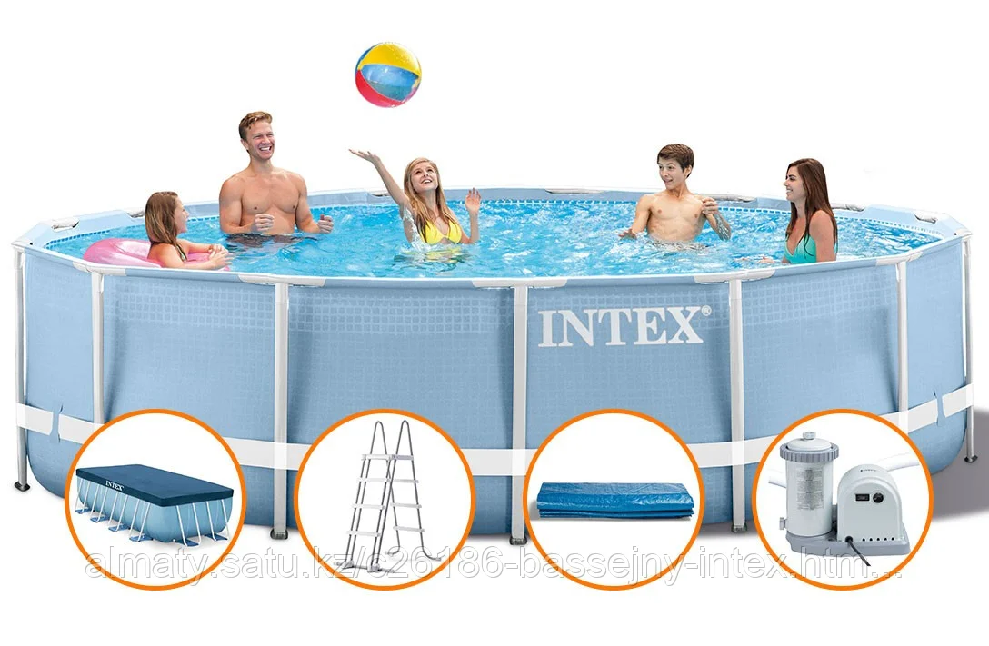 Intex Каркасный бассейн Prism Frame 549x122 см, 24311л, фильтр-насос 5678л/ч, лестница, тент, подстилка.