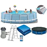 Круглый каркасный бассейн с насосом и лестницей, 457 х 84 см Intex, фото 5
