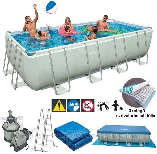 Каркасный прямоугольный бассейн  Intex Ultra Frame Pool. 549 х 274 х 132 см.( песочный фильт)
